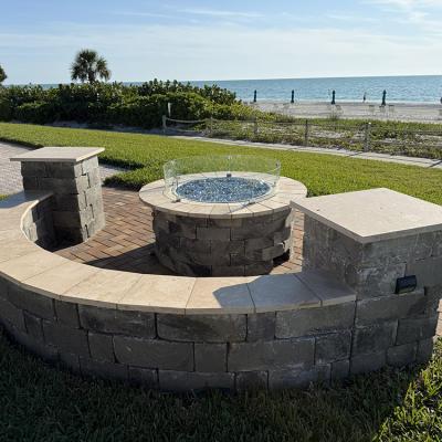Bench Fire Pit And Patio